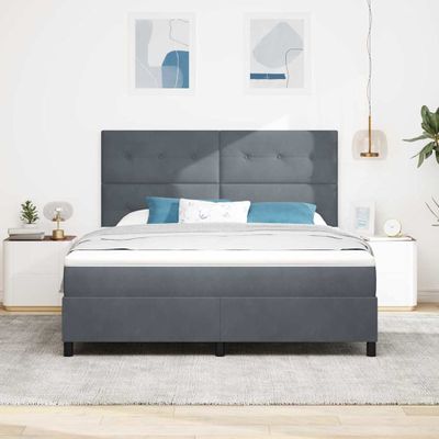 vidaXL Posteľ s pružinovým rámom Tmavo šedá 180 x 200 cm Zamat