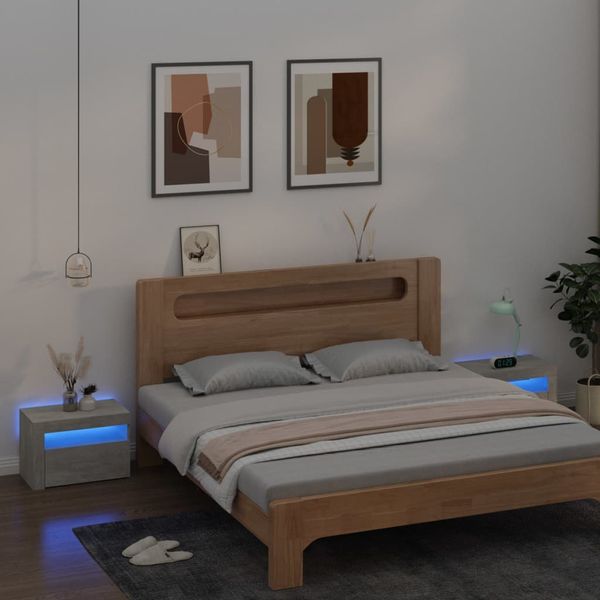 vidaXL Nočné stolíky 2 ks s LED, betónovo sivé 60x35x40 cm