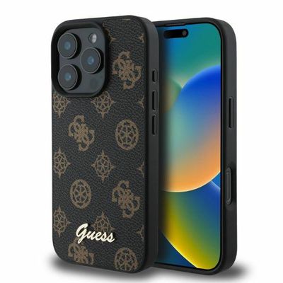 Guess case for iPhone 16 Pro 6,3" GUHMP16LPGPYSK black hardcase Peony Script MagSafe