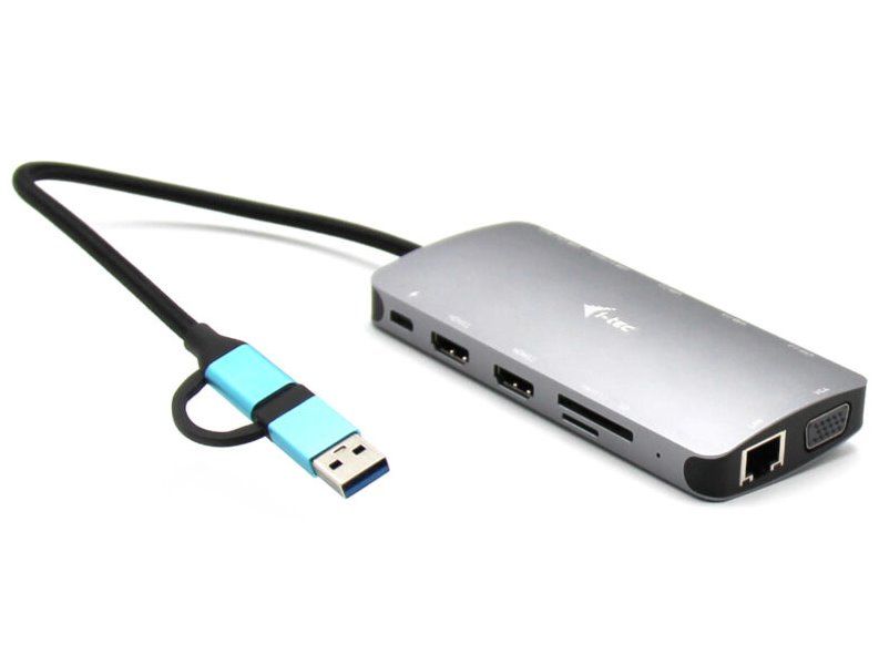 i-tec USB 3.0/USB-C/TB3 3x Display Metal Nano Dock s LAN, PD 100W Dokovacia stanica, USB typ C, kompatibilná s Thunderbolt 3/4, 2x HDMI, VGA, RJ-45, USB 3.0, 3x USB 2.0, 2x USB typ C, 100W