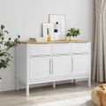 vidaXL Komoda FLORO biela 114x43x74 cm borovicový masív