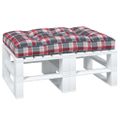 vidaXL Podložka na paletový nábytok, červené kocky 120x80x12 cm, látka