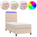 vidaXL Boxspring posteľ matrac a LED kapučínová 90x190 cm umelá koža