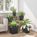 vidaXL Štvorcový črepník na kvety 6 ks Čierna 33 x 33 x 26 cm Plast