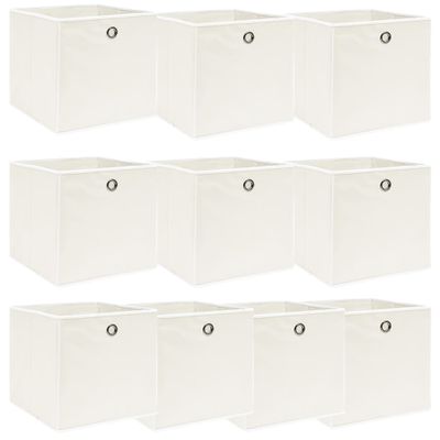 vidaXL Úložné boxy 10 ks, biele 32x32x32 cm, látka