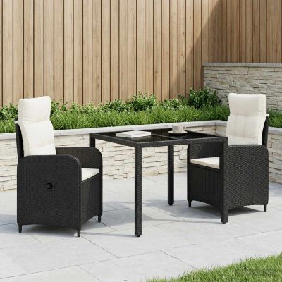 vidaXL Záhradná jedálenská súprava 3 ks Čierna a krémová biela