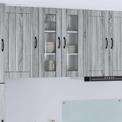 vidaXL Nástenný sklenený kabinet LUCCA Sivá sonoma 60 x 31 x 80 cm