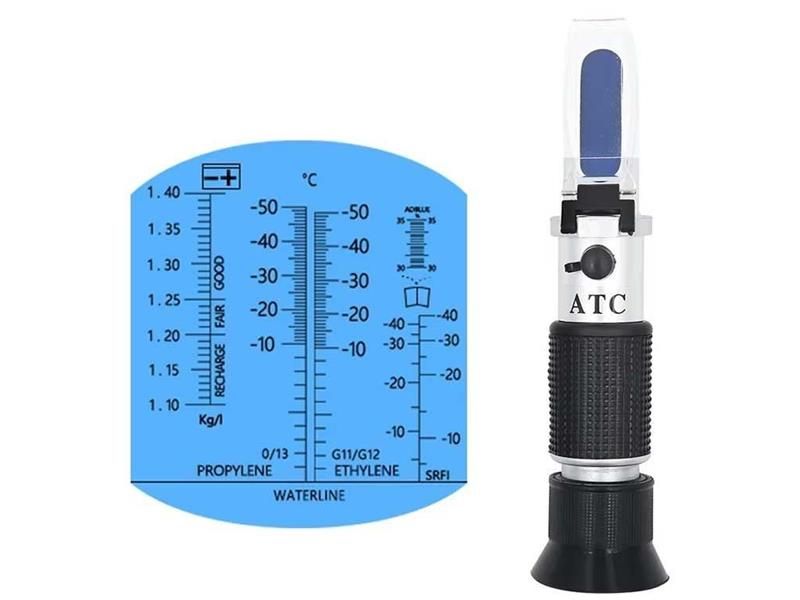 Refraktometer pre auto, tester chladiacej kvapaliny, kyseliny AKU, ADblue