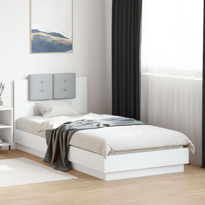 vidaXL Rám postele s čelom biely 100x200 cm kompozitné drevo