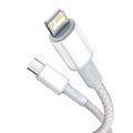 Kábel USB-C na Lightning Baseus s vysokou hustotou opletenia, 20 W, PD, 2 m (biely)