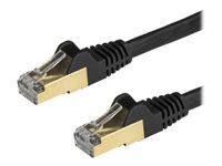 Category 6A - 26AWG (6ASPAT50CMBK) - Patch kábel - RJ-45 (M) do RJ-45 (M) - 50 cm - STP - CAT 6a - prevedenie bez hrbolkov - čierna