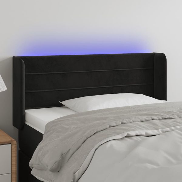 vidaXL Čelo postele s LED čierne 83x16x78/88 cm zamat