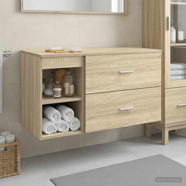 vidaXL Sada kúpeľňového nábytku 2 pcs Dub sonoma Kompozitné drevo