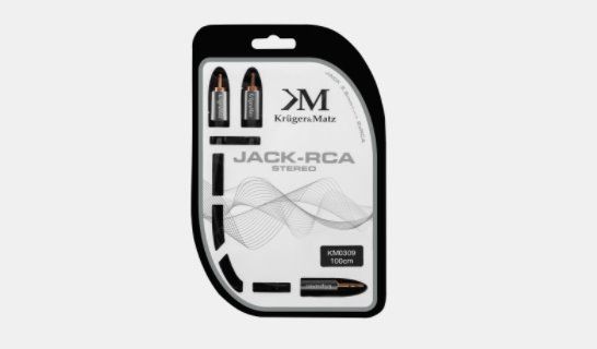 Kábel Audio Kruger&Matz KM0309 Jack 3.5-Cinch 2RCA 1m