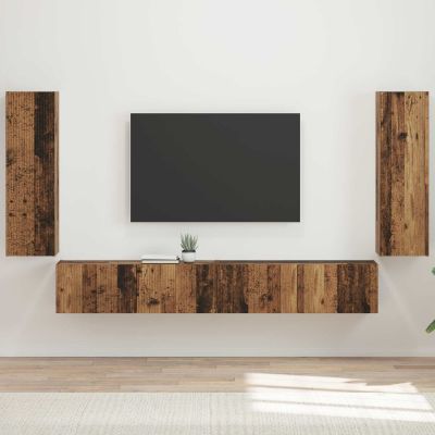 vidaXL Sada nástenného kabinetu na TV 4 pcs 29,5 x 31 x 100 cm