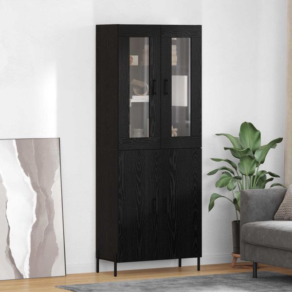 vidaXL Highboard Čierny dub 69,5 x 34 x 180 cm Kompozitné drevo