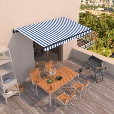 vidaXL Automatická zaťahovacia markíza 450x300 cm modro-biela