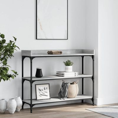 vidaXL Konzolový stolík s policami sivý sonoma 100x30x80 cm