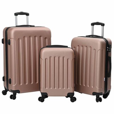 vidaXL Kufor so zámkom 3 pcs Ružové zlato 50 x 31 x 78 cm ABS plast