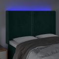vidaXL Čelo postele s LED tmavozelené 147x16x118/128 cm zamat