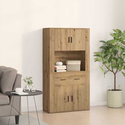 vidaXL Highboard dub artisan 80 x 33 x 150 cm Kompozitné drevo