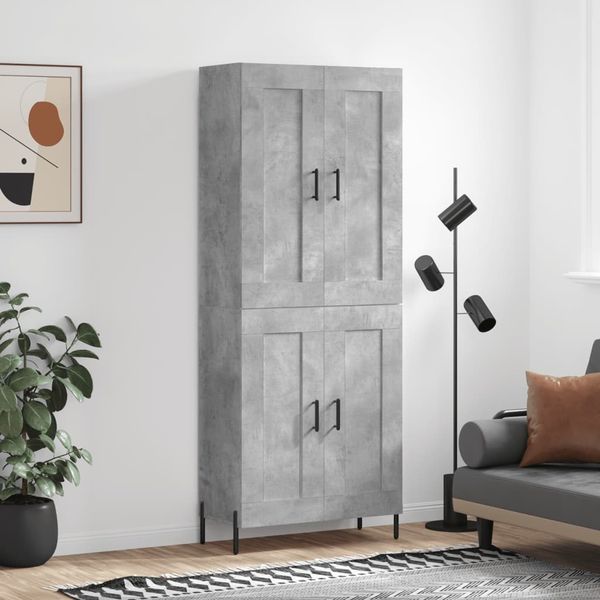 vidaXL Vysoká skrinka betónová sivá 69,5x34x180 cm spracované drevo