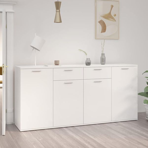 vidaXL Komoda, lesklá biela 160x36x75 cm, kompozitné drevo