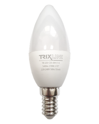 LED žiarovka Trixline 6W 540lm E14 C35 teplá biela