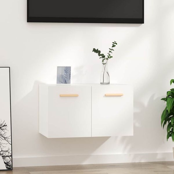 vidaXL Nástenná skrinka lesklá biela 60x36,5x35 cm spracované drevo