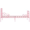 vidaXL Posteľný rám s lamelovým roštom, ružový, kov 100x200 cm