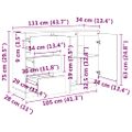 vidaXL Komoda biela 111x34x75 cm borovicový masív