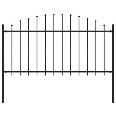 vidaXL Záhradný plot Woerden s vrchnou časťou v tvare oštepu, oceľový 170x150 cm, čierny