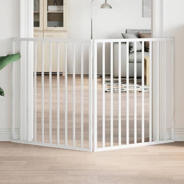 vidaXL Skladacia brána pre psa, 2 panely, biela 160 cm, topoľové drevo
