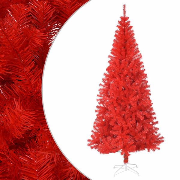 vidaXL Umelý vianočný stromček so stojanom, červený 240 cm, PVC