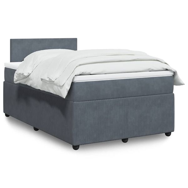 vidaXL Boxspring posteľ s matracom, tmavosivá 120x190 cm, zamat