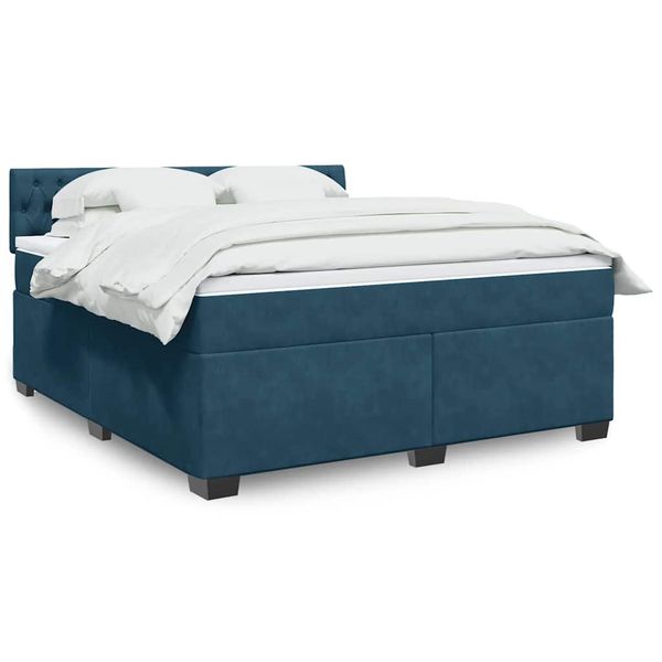 vidaXL Posteľný rám boxsping s matracom modrý 180x200 cm zamat