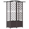 vidaXL Vyvýšený záhon s mriežkou a strechou Hnedá 122 x 40 x 138 cm PP