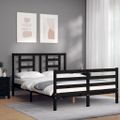 vidaXL Rám postele s čelom čierny 140x190 cm masívne drevo
