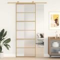 vidaXL Posuvné dvere zlaté 76x205 cm matné ESG sklo a hliník