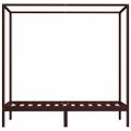 vidaXL Posteľný rám so strieškou tmavohnedý 90x200 cm borovicový masív
