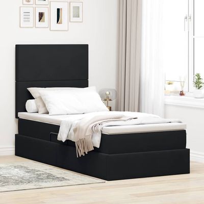 vidaXL Postel s úložným prostorem a matrací Čierna 100 x 200 cm Zamat
