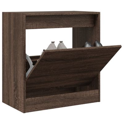 vidaXL Botník hnedý dub 60x34x63,5 cm kompozitné drevo