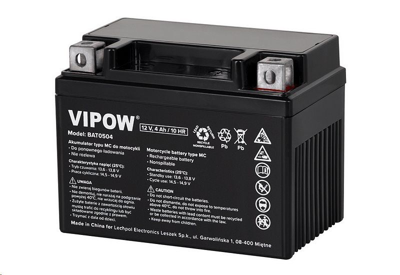 Baterie motocyklová  12V /  4Ah Vipow
