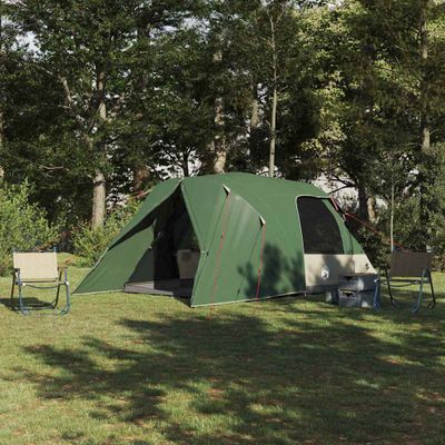 vidaXL Dómový stan pre 4 osoby so strechou Zelená 455 x 252 x 178 cm