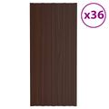 vidaXL Strešný panel 36 ks Hnedá 100 x 45 cm Pozinkovaná oceľ