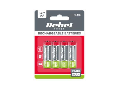 Nabíjacie batérie AA (R06) 1,2V/2600mAh REBEL 4ks / blister BAT2012