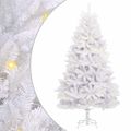 vidaXL Umelý Sklápací Vianočný Stromček Biela 180 cm PVC a oceľ