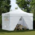 vidaXL Profesionálny skladací párty stan+4 steny 280x410x315 cm, oceľ, biely