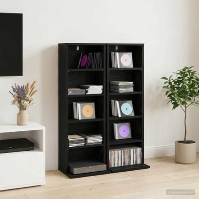 vidaXL CD Skrinka 2 ks Čierny dub 33 x 23,5 x 97,5 cm Kompozitné drevo
