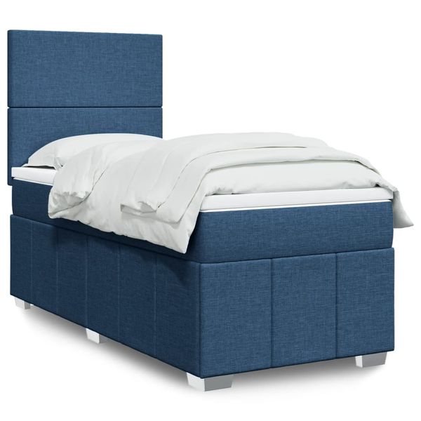 vidaXL Posteľný rám boxsping s matracom modrý 80x200 cm látka